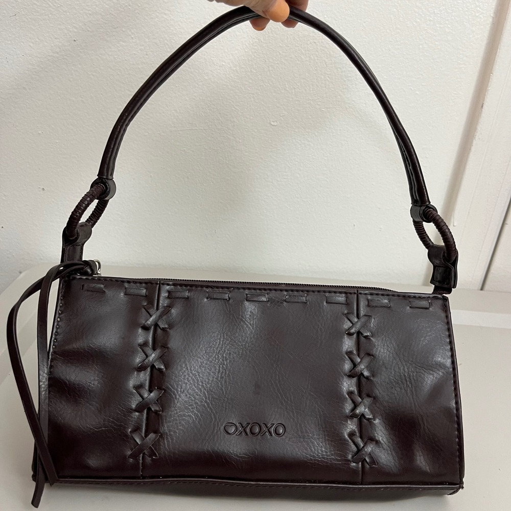 XOXO True Y2K Baguette Shoulder Bag Small Brown Faux Leather Western Boho Bag